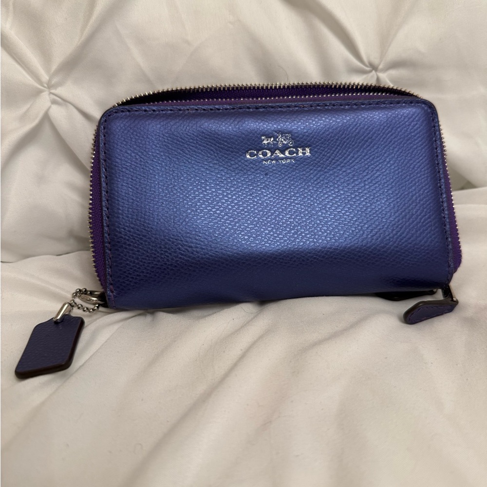 Coach Purple Leather Wristlet